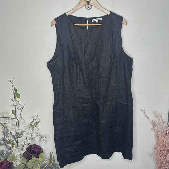 REFORMATION Citron Linen Shift Dress Black Sz 18 {B54} - Picture 3 of 6